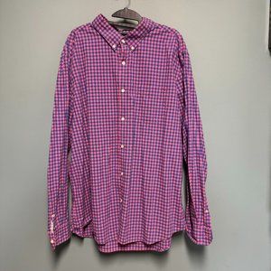 American Eagle Men's XXL Shirt Gingham Long Sleeve Seriously Soft Pink‎ Blue